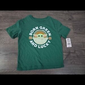 Star Wars Girls Green 'Born Green and Lucky' Graphic Tee Size 7 NWT